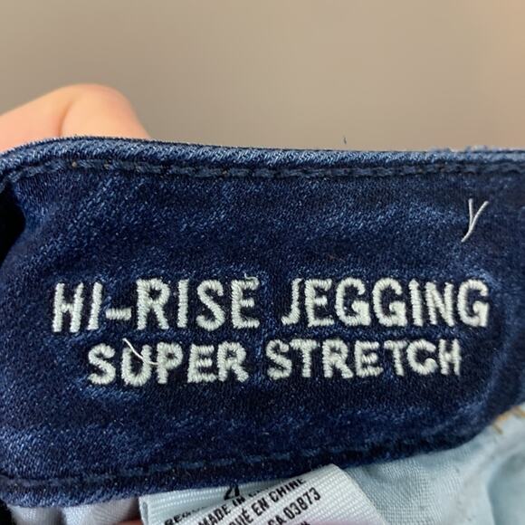 American Eagle Super Stretch Hi-Rise Dark Wash w/Fade Jegging Jeans - Picture 3 of 6